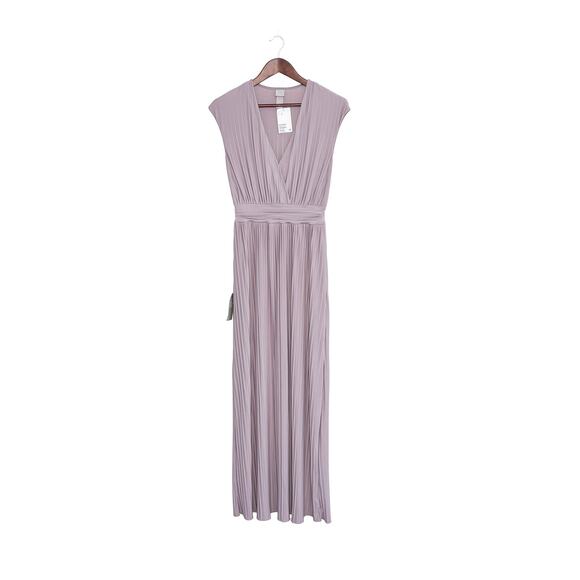 H&M Pleated Maxi Dress | Long Flowy Formal Wedding Guest Lavender Purple | XS - Picture 2 of 5